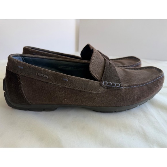Geox Mens Brown Suede Slip‎ On Loafer Shoes Italian Patent 42 main image 5